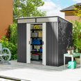 thumbnail image 2 of Outsunny 6.5'x4' Lockable Outdoor Storage Shed w/ Foundation Sliding Doors, 2 of 10
