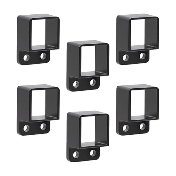 Aluminum Fence Wall Mount - 1 1/4" x 1 1/4" Rail Mounts, Black, 6-Pack - Residential Fence Hardware