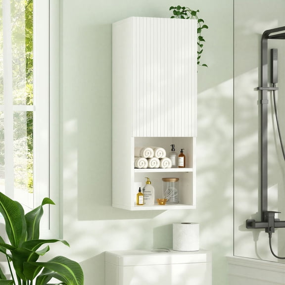 Hironpal Wall Cabinet Storage,12" x 32"Bathroom Cabinet with Shelf Over the Toilet,Wall Mounted,White
