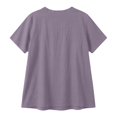 thumbnail image 5 of IWRICH Linen V Neck T Shirts for Women Summer Casual Short Sleeve Tunic Tops Comfy Solid Color Loose Fit Basic Tees Purple S, 5 of 5