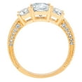 thumbnail image 2 of 3.61 ct Emerald Cut Natural Swiss Blue Topaz 3 Stone 14K Yellow Gold Womens Engagement Ring, 2 of 6