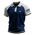 thumbnail image 2 of Men's Patriotic Tactical Polo Shirt with American Flag Sleeve Patch and Color Block Design Featuring Short Sleeve Turn-Down Collar Navy L, 2 of 4
