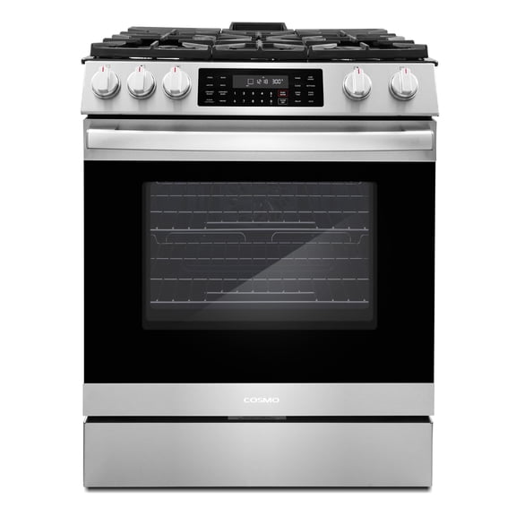 Cosmo 30 in. Lumin Collection 6.1 cu. ft. Gas Range with 5 Burners, Convection Oven, Self Clean, Air Fry in Stainless Steel