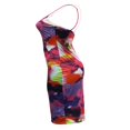 thumbnail image 4 of Women Halter Bodycon Sleeveless Ruched Spaghetti Strap Tie Dye Printing Club Party Mini Dress, 4 of 6