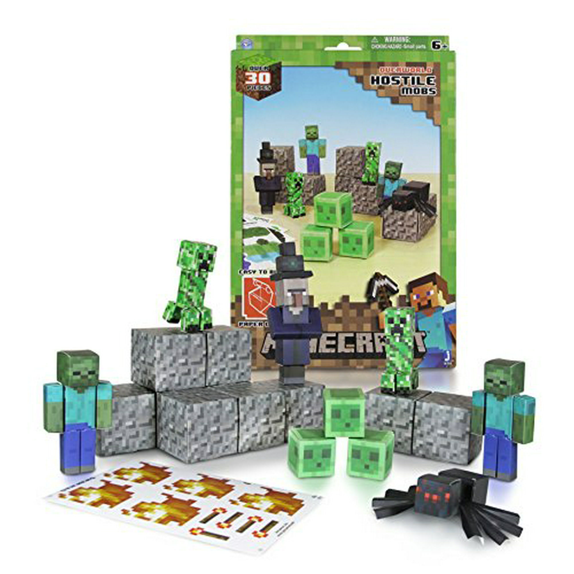 Minecraft Papercraft Hostile Mobs Set Over 30 Piece Walmart