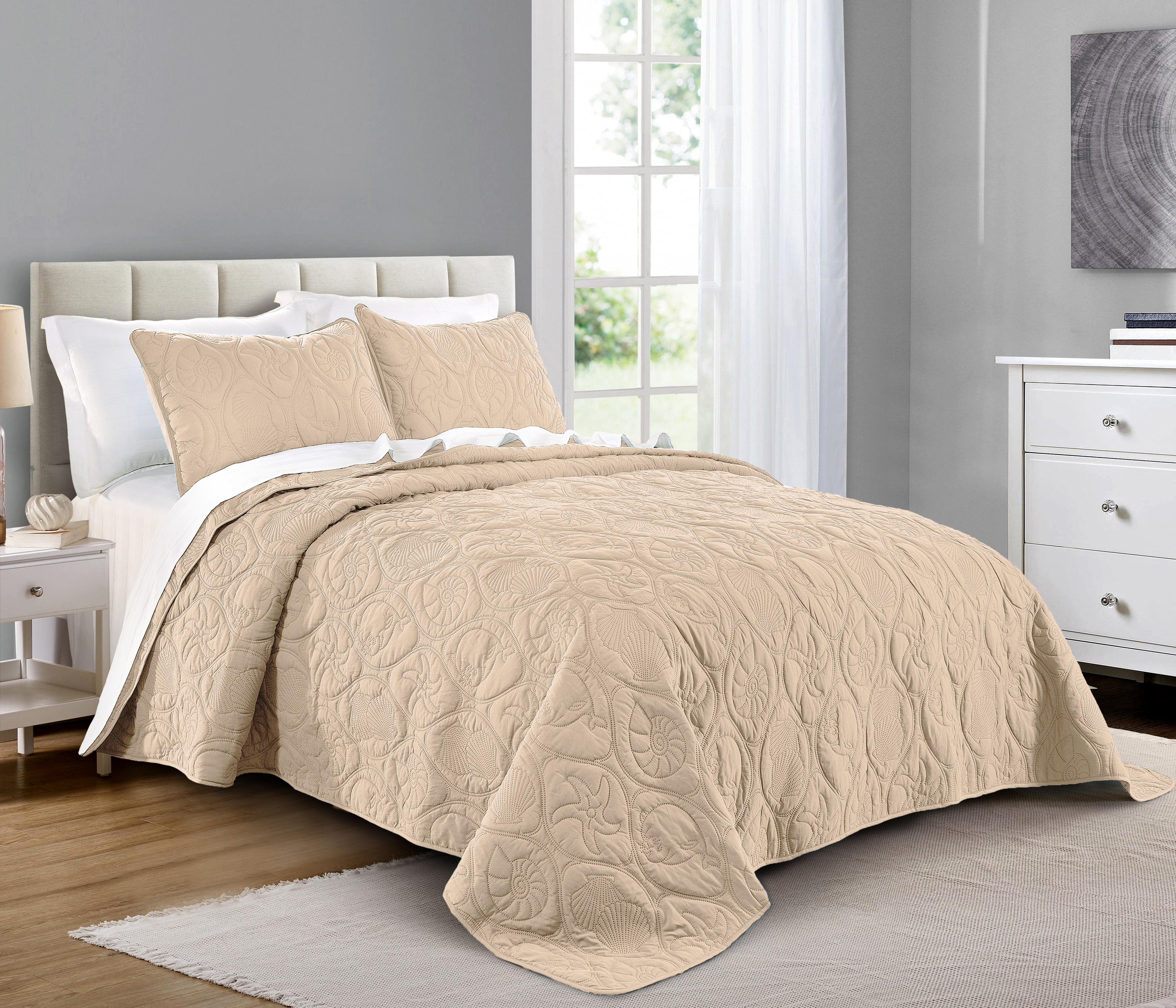 Details about   3 Piece Lightweight Quilt Bedspread Set Bedding Coverlet Set Oversize 