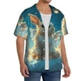 thumbnail image 4 of Honeii 's Cute Angel Winged Rabbit for men's short-sleeved button-up collared shirt featuring a pocket, perfect for beach vacations, and travel adventures., 4 of 5
