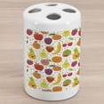 thumbnail image 1 of Fruits Ceramic Toothbrush Holder, Smiling Banana Funny Mulberry Happy Apricot Peach Hearts Lemons Theme, Decorative Versatile Countertop for Bathroom, 4.5" X 2.7", Multicolor, 1 of 4