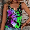 thumbnail image 4 of Birdeem Womens Printed and Painted V-Neck Open Sleeveless Floral Print Top, 4 of 6