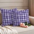 thumbnail image 2 of Purple Plaid Outdoor Waterproof Pillow Covers, Modern Art Checkered Farmhouse Decorative Square Throw Pillowcase Sofa Cushion Sham for Patio/Couch/Chair, 20"x20" 2 Pack, 2 of 8