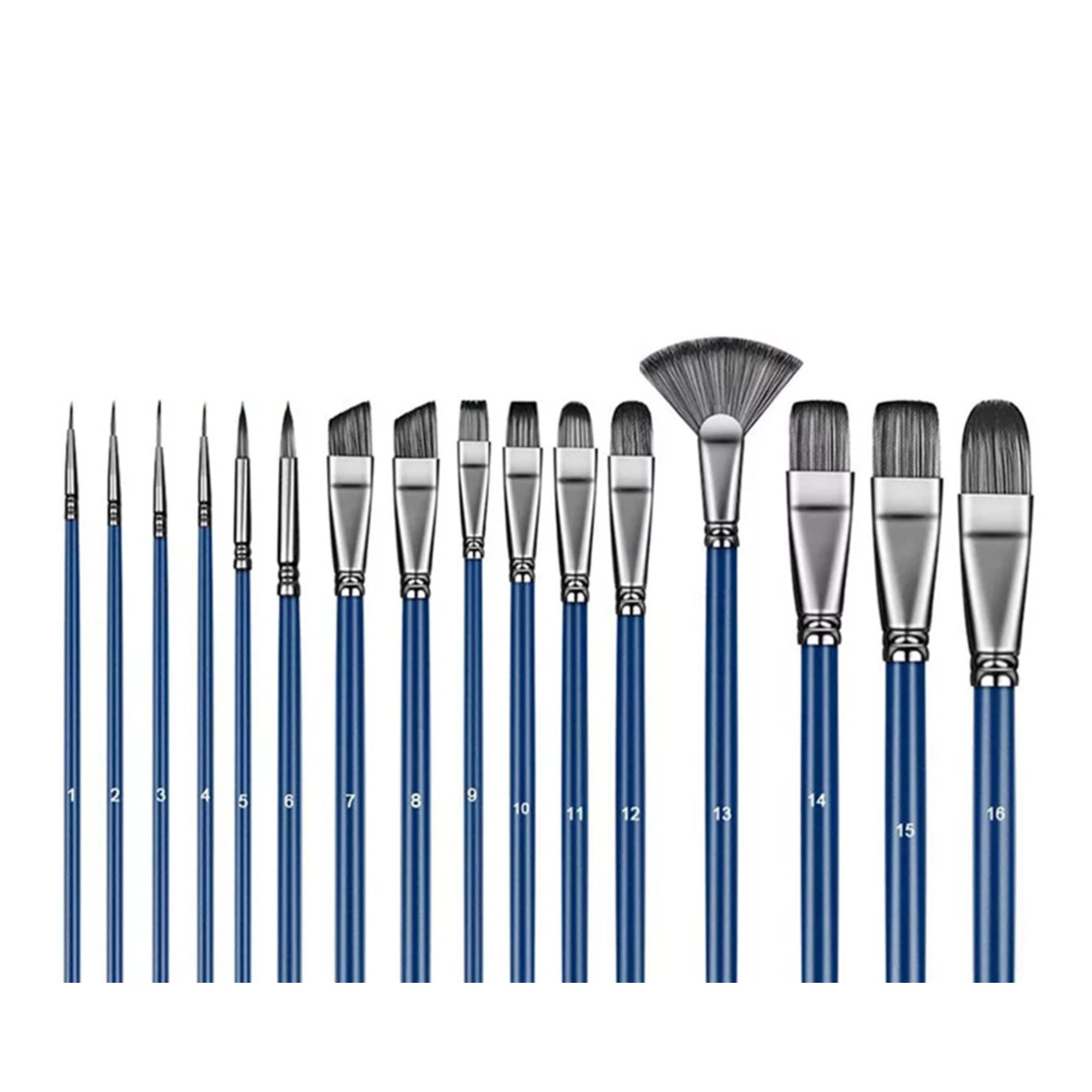 Cantoo City All Purpose 16 Pcs Nylon Paint Brushes, 1 Palette Knife, 1 Sponge & 1 Storage Case Set - Paint Brush Set for Gouache, Acrylic, Oil & Watercolor Painting