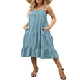 thumbnail image 3 of MesaSe Femmes Midi Débardeur Robe d'Été Sans Manches Couleur Unie Volants Étagés Robe Boho Plage, 3 of 6