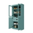thumbnail image 2 of Palace Imports 100% Solid Wood Kitchen Pantry Storage Cabinet with Glass Doors, Adjustable Shelves and 2-Drawers, Aqua Blue, 2 of 5