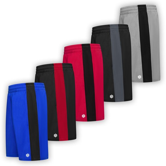 Men's Premium Active Athletic Performance Shorts with Pockets - 5 Pack