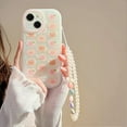 thumbnail image 3 of Funda compatible con iPhone 14, diseño de oso de amor con corazón, color melocotón, con cordón de cuentas para mujeres y niñas, carcasa protectora completa de TPU suave con diseño de concha para, 3 of 8