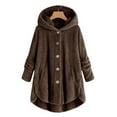 thumbnail image 3 of MIUOWANP Women Plus Size Button Plush Tops Hooded Loose Cardigan Wool Coat Winter Jacket, 3 of 6