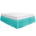 thumbnail image 1 of Wrap Around Bed Skirt, 110gsm Microfiber Elastic Dust Ruffles Bedskirts,Three Fabric Sides Fade & Wrinkle ,No Lift Mattress with 16 Inch Tailored Drop - Queen Turquoise, 1 of 6