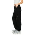 thumbnail image 2 of CALI1850 Women's Comfortable Casual Low Rise Relaxed Fit Daily Low Rise Relaxed Fit Cargo Pants Black 5, 2 of 7