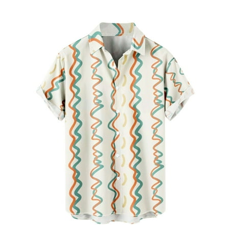 

Men Hawaiian Casual Summer Shirts Short Sleeve Printed Fit Beach Button Down Shirts With Pocket Piece Pajama