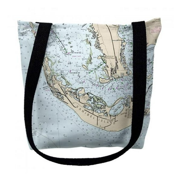 Betsy Drake TY11426SM 16 x 16 in. Sanibell Island Florida Nautical Map Tote Bag - Medium