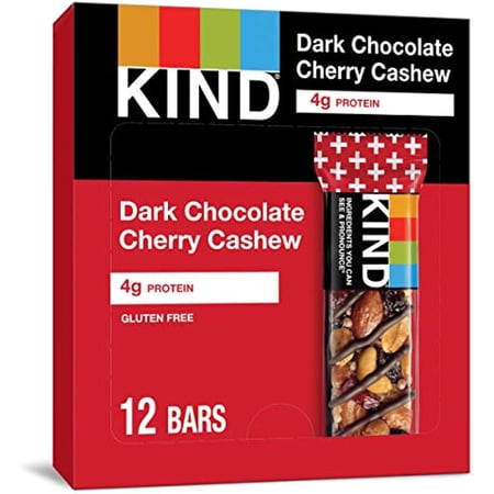 Kind Bars + Antioxidants Gluten Free 1.4 Ounce, Dark Chocolate Cherry Cashew, 12 Count