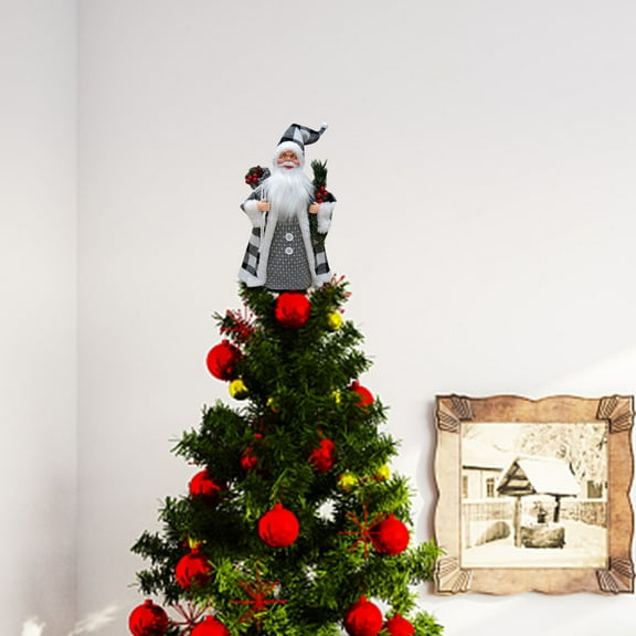 Christmas Tree Topper Decorations, Cute Xmas Santa Claus Plush Stuffed Decor Funny Gnome Plush Hugger Treetop for Christmas Wine Bottle Curtain Tree Ornaments