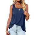 thumbnail image 6 of ALLLIST Summer Tops for Women 2024 Blue Scoop Neck Sleeveless Solid Tank Tops Tank Top for Women M, 6 of 8