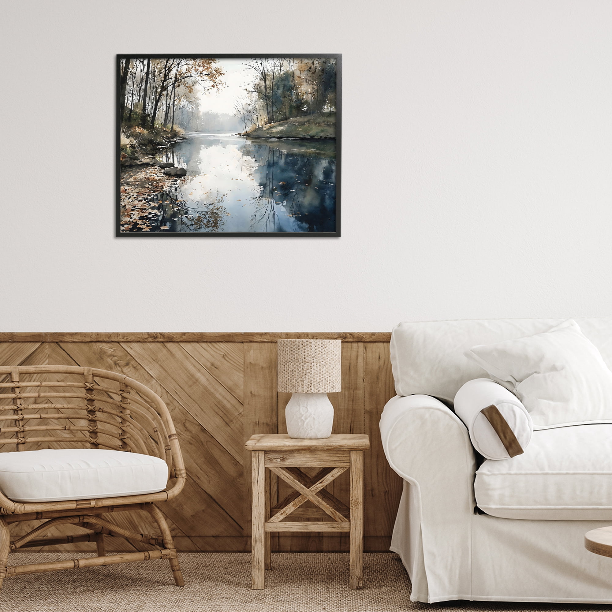 Stupell Industries Fall Lake Reflection Black Framed Giclee Art, design by Franklyn Gregory