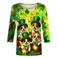 thumbnail image 4 of Ounisa Women 3/4 Sleeve St. Patrick's Day T-Shirts Crew Neck Spring Graphic Tee Tops Clothes, 4 of 5