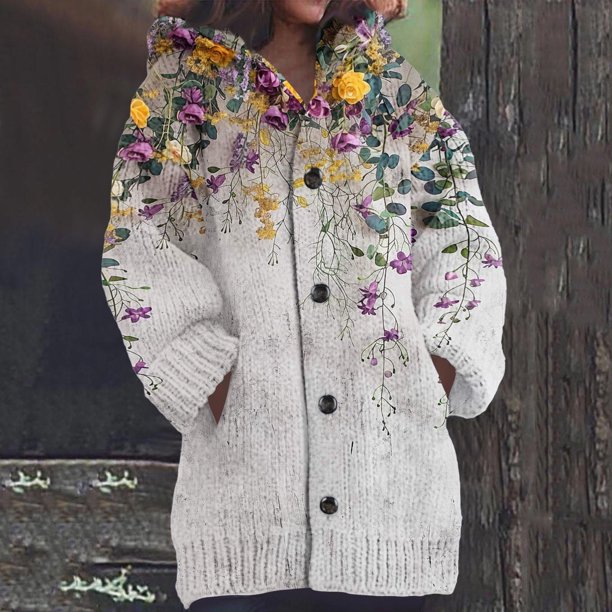 Cárdigan de mujer, cárdigan de manga larga, ahuecado, color sólido, chaqueta informal, parte superior de poliéster para mujer
