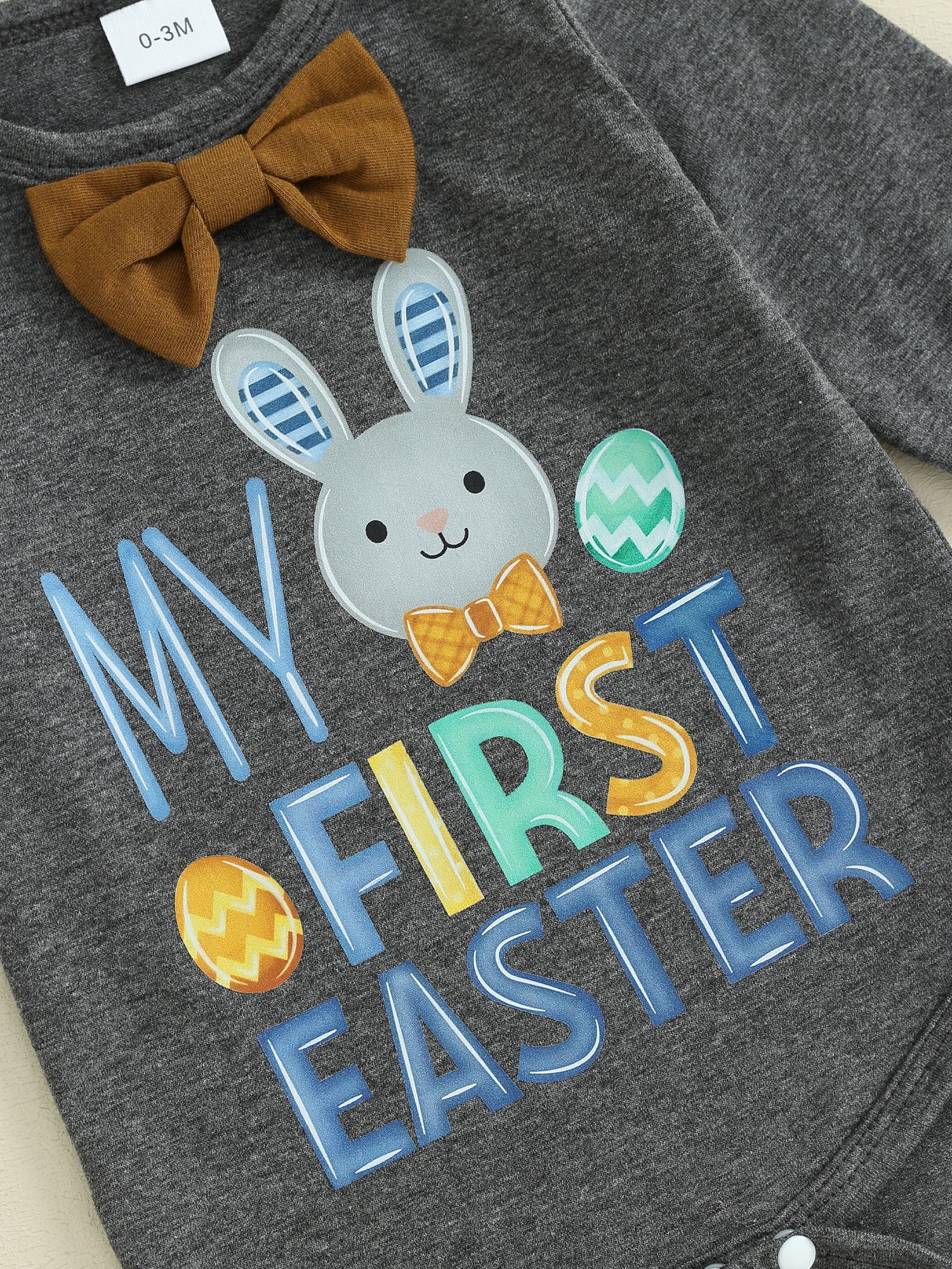 Completo Neonato Pasqua 3 Pezzi – Body A Manica Lunga Con Coniglio, Pantaloni E Cappellino, In Cotone Morbido Per Bambino 0-18 Mesi