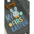 thumbnail image 4 of Baby Boy My 1st Easter Gentleman Outfit Bunny Print Long Sleeve Romper +Suspender Pants Overalls +Hat Sets, 4 of 7