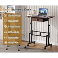 thumbnail image 4 of Adjustable Height Standing Desk With Drawer, Rolling Sit Stand Up Desk With Wheels, Small Sit To Stand Computer Desk, Adjustable Desktop Height, On Wheels, Brown, For Walking Pad Laptop Treadmill, 4 of 18