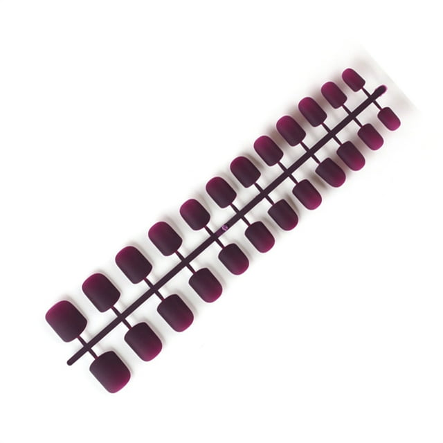 Minnieouse 24 piezas de uñas postizas de ataúd esmerilado, uñas acrílicas con personalidad única y elegante artificiales para amantes de la manicura Juegos de manicura 17 uva morada Minnieouse CE011411-17