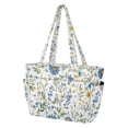 thumbnail image 2 of FORMRS Tote Bag for Women Quilted Large Capacity Travel Work Carry On Shoulder Handbag, Blue Floral, 2 of 7