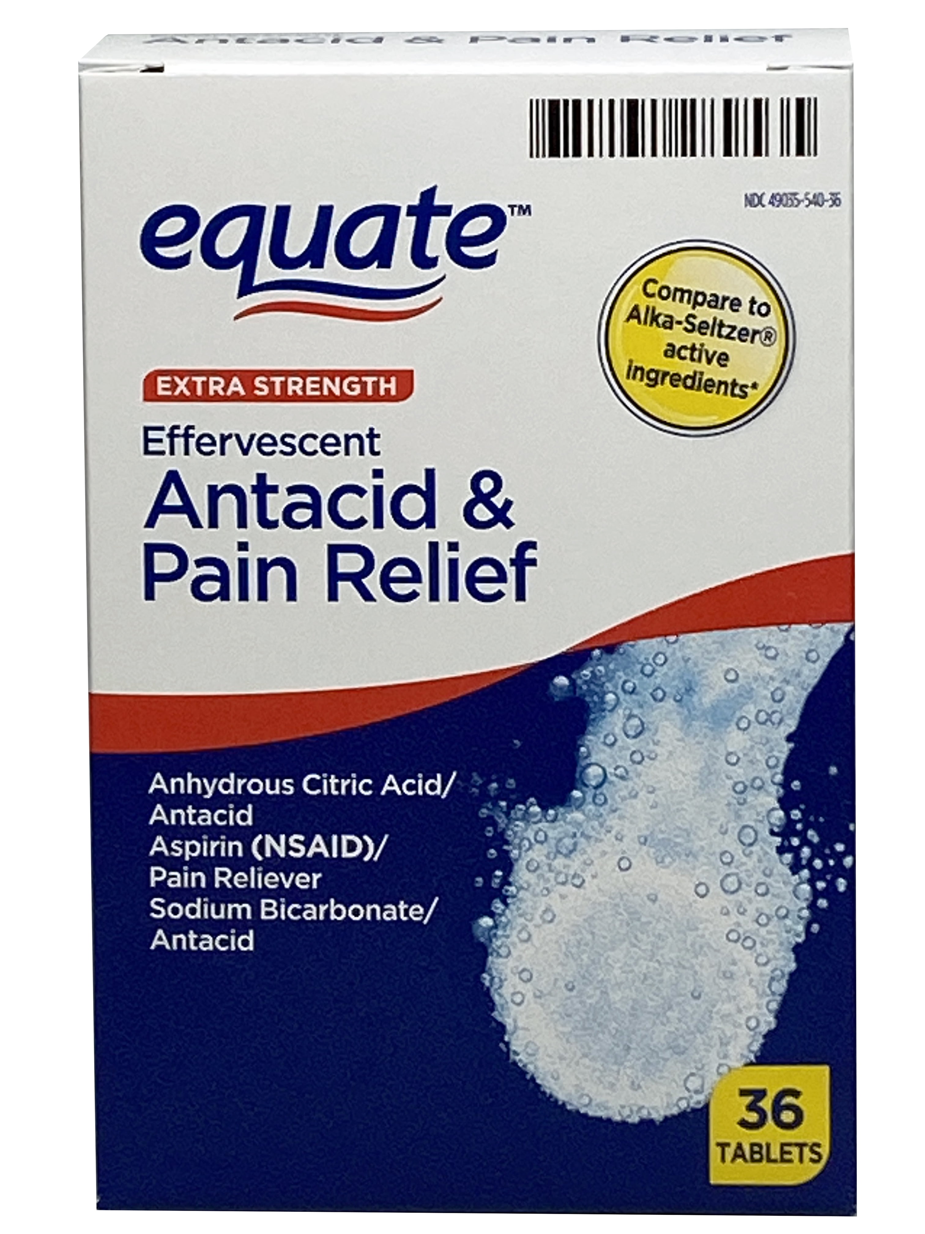 Equate Effervescent Antacid Tablets, Extra Strength, 36 Tablets