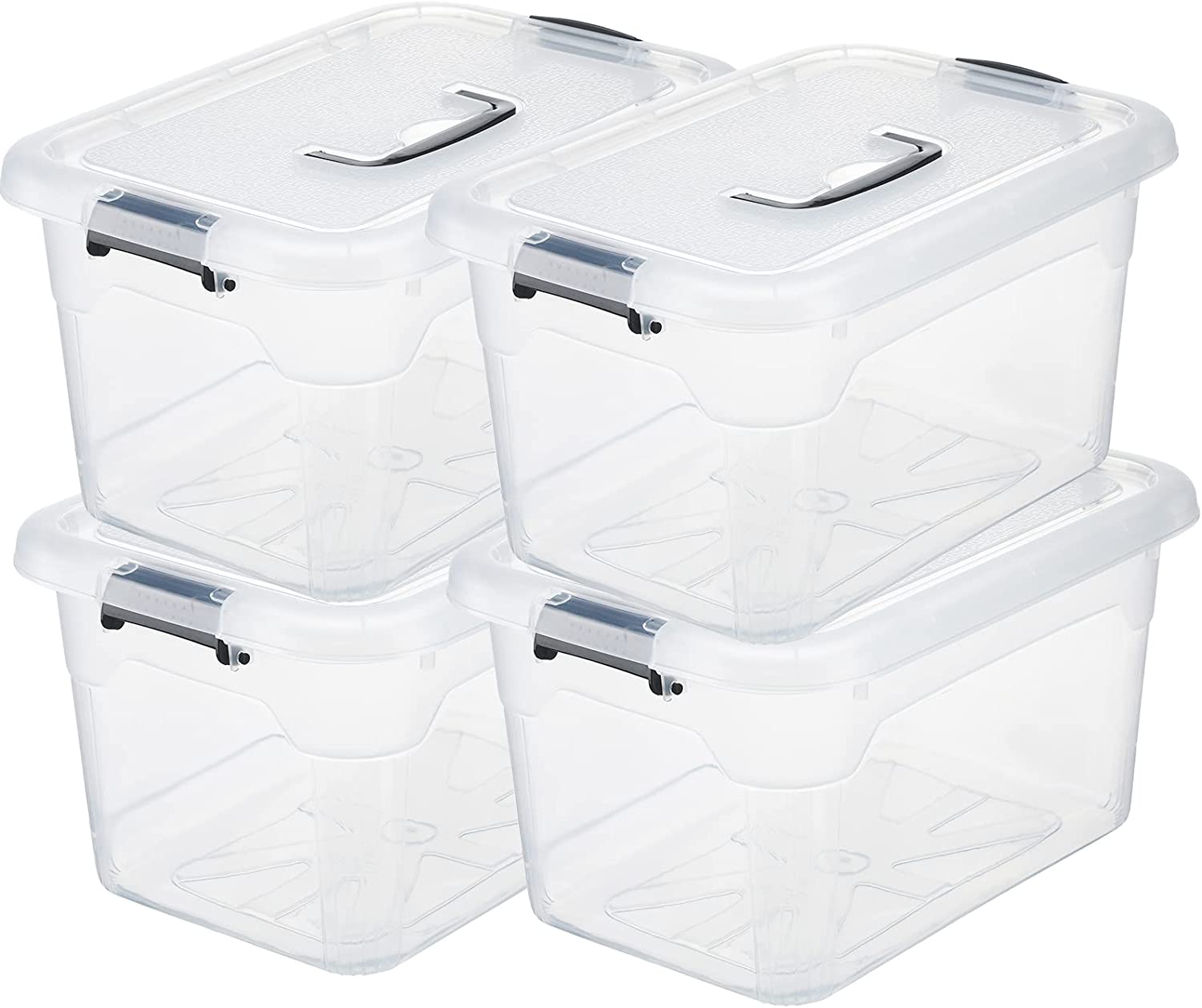 4 Pack Clear Plastic Storage Latch Box Stackable Plastic Storage Bins ...