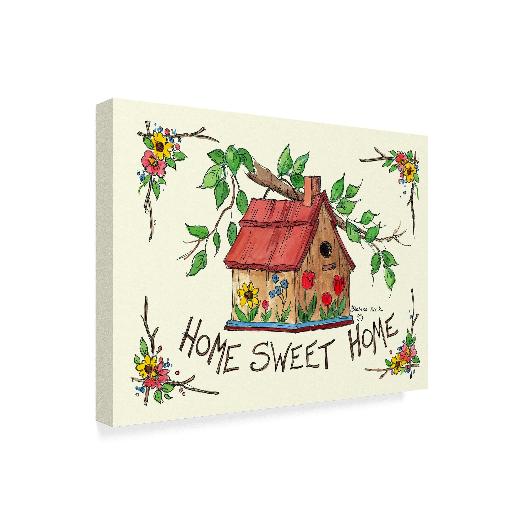 Trademark Fine Art 'Home Sweet Home Birdhouse' Canvas Art by Barbara Mock