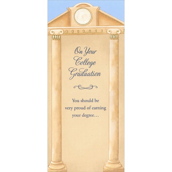 Designer Greetings On Your College Graduation: Tall Columns on Textured Earthtone Background Money Holder / Gift Card Holder Graduation Congratulations Card