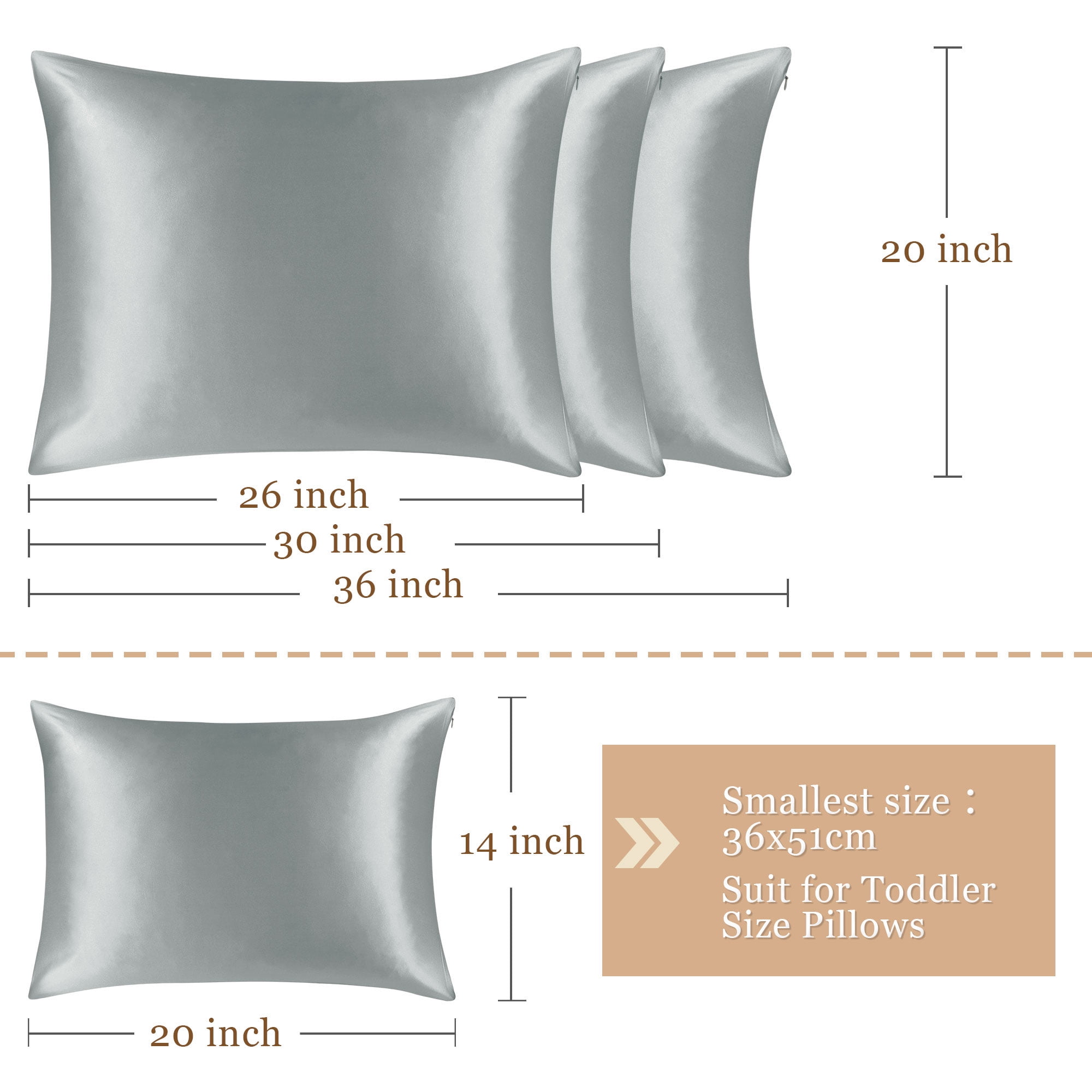 Unique Bargains 22 Momme 100% Silk Pillowcase Grey Standard