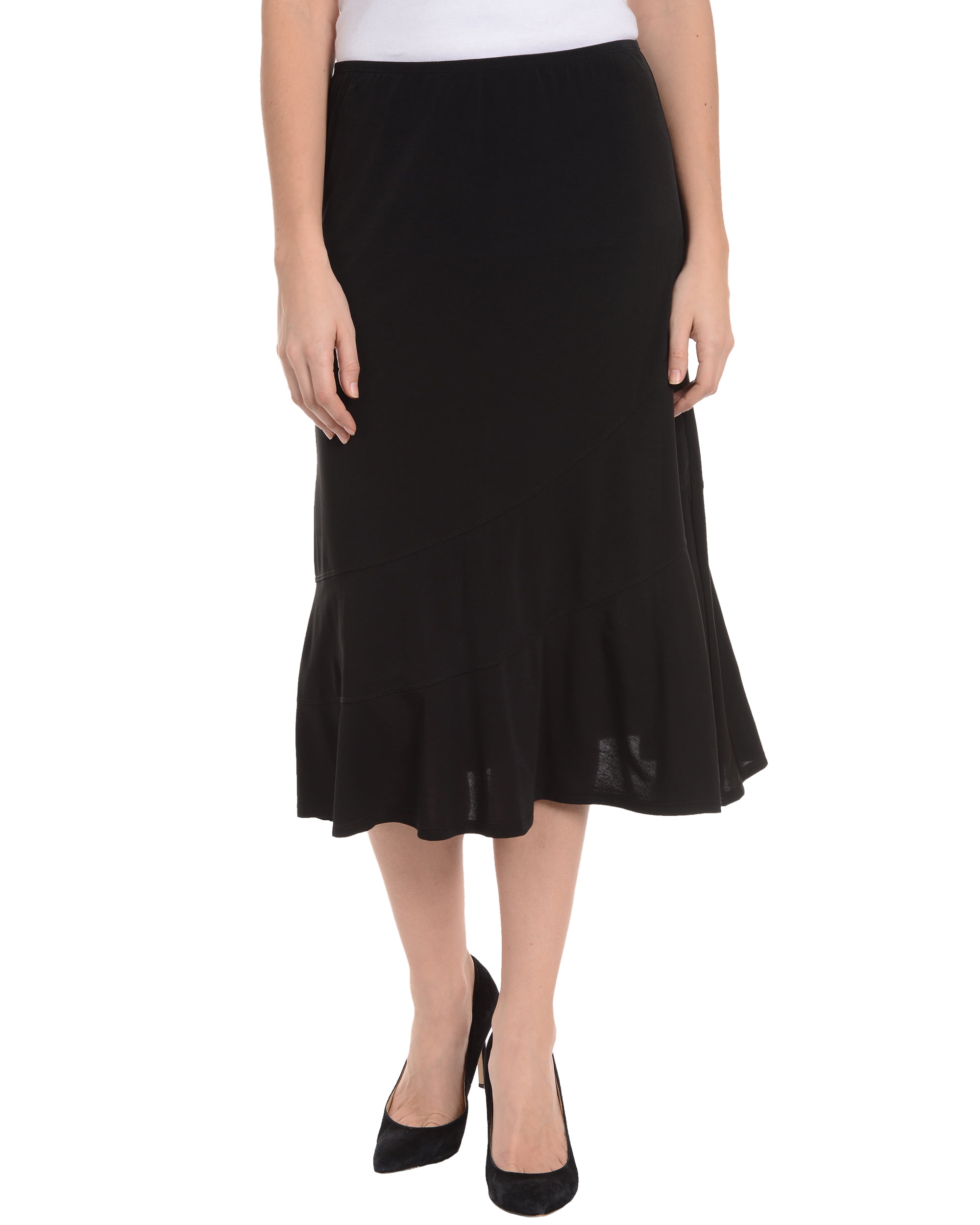NY Collection - Petite Elastic Waist Diagonal Seam Skirt - Walmart.com ...
