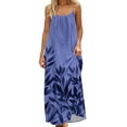 thumbnail image 2 of Neewe Robe d'Été Grande Taille pour Femmes Maxi à Bretelles Spaghetti Dos Nu Ample Décontractée à Imprimé Col Rond Ourlet Fluide Longue Robe Soleil Quotidien, 2 of 8