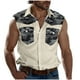 thumbnail image 2 of Camiseta sin mangas con cuello vuelto para hombre, estilo informal, con estampado del Día de la Independencia, cuello vuelto, sin mangas, bolsillos, deportiva, de poliéster, 2 of 5