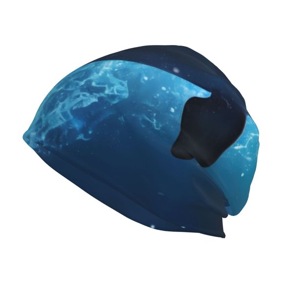 Xecao Ice Blue Ocean Cute Dolphin Print Knit Hat,Winter Beanie for Men Women, Beanie Soft Warm Ski Stocking Cuffed Cap