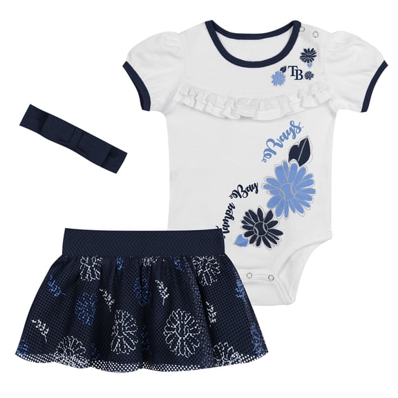 Infant  White Tampa Bay Rays Sweet Catcher 3-Piece Headband Skirt Set