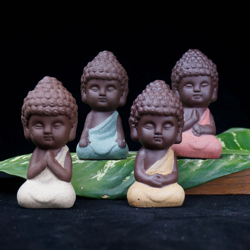 Little Buddha Statue Monk India Handicrafts Ceramic Tea House Miniature #12 