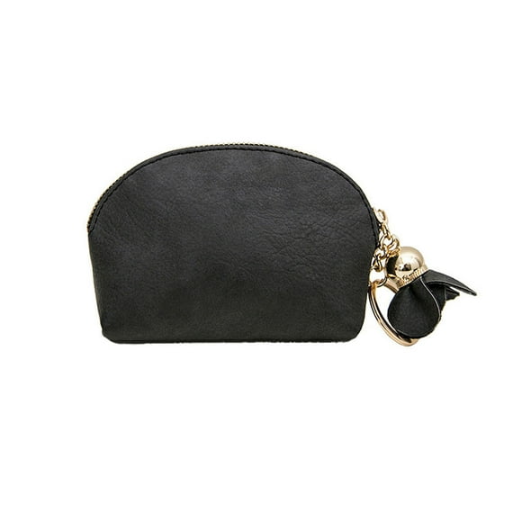 Bmisegm Women Leather Small Mini Wallet Holder Zip Coin Purse Clutch Handbag BK Black One Size