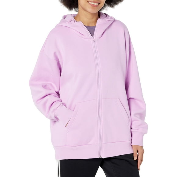 adidas Women's Studio Lounge Fleece Full Zip Hoodie Bliss Lilac Medium