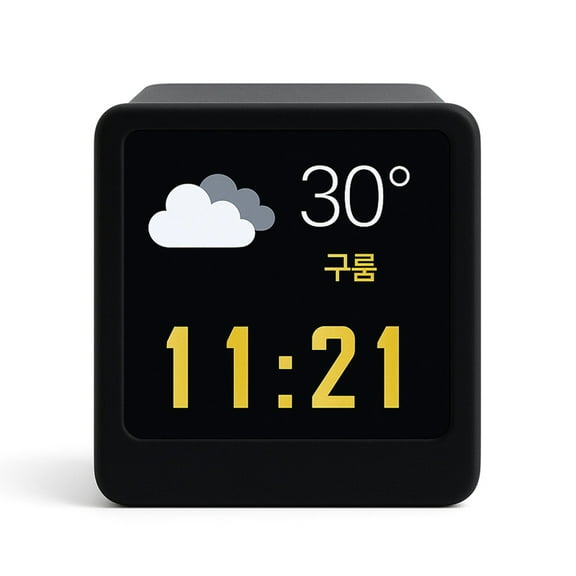 Korean Smart Wifi Weather Station Portable Desktop Display with Temperature Humidity Time Alarms Clock Decoration A