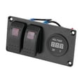2 Gang 1224V Red LED Rocker Switch Panel with Voltmeter for Car RV